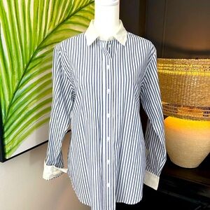 Everlane Blue and White Striped Button Down Shirt